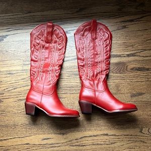 Tall Red Cowboy Boots - Never Worn Size 9.5
